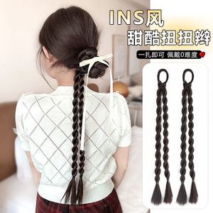 Extensiones de cabello trenzado de dos hebras para mujer, peluca de cola de caballo, resistente a altas temperaturas, para cualquier tono de piel y forma de rostro - Product Image 1