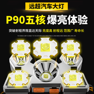 Lampe frontale LED rechargeable ultra-lumineuse longue portée pour l'extérieur, lampe minière or et gris, 50 000 heures d'autonomie - Product Image 5