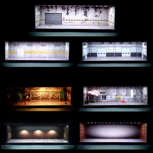 OEM Custom 1:64 Scale Diorama Car Garage Diecast Model LED Lighting Car Parking Display Cabinet Scene Model Toy Collection Gifts