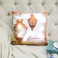 Housse de coussin lumineuse LED 2026 45CM, taie d'oreiller décorative Eid Mubarak, Ramadan Kareem, décorations islamiques musulmanes pour la maison, cadeaux du Nouvel An