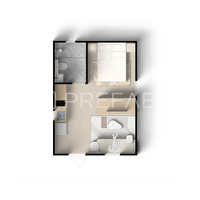 Serre préfabriquée PrefabX Flip-Mini-L20 entièrement configurée pour appartement, design moderne, construction écologique en bois.
