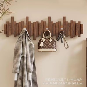 Piano <b>Key</b> Style Coat Rack Solid Wood Wall Mounted Heavy Duty Entryway Clothes Hat Hooks Modern Design - Product Image 5