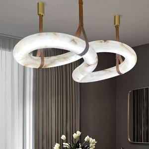 Lampadario Circolare in Marmo Naturale <span class=keywords><strong>per</strong></span> Soggiorno, Design Elegante in Ottone <span class=keywords><strong>per</strong></span> Villa, Hotel, Atrio e Sala Espositiva - Product Image 4