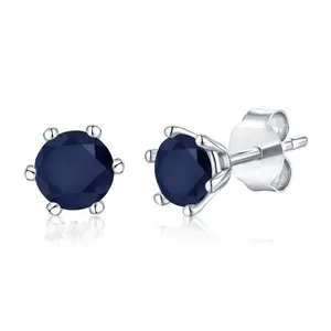S03A Abiding Classic Design 925 Jewellery Sterling Silver Guinne Genuine Diffusion Sapphire Stud Earrings