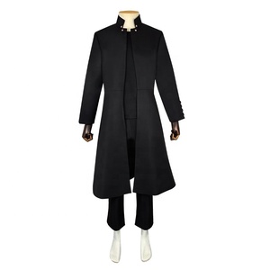 Traje <span class=keywords><strong>de</strong></span> 3 Piezas para Hombre, Estilo Gótico, con Cuello Alto, Gabardina Larga Negra, Disfraz <span class=keywords><strong>de</strong></span> Agente Espía para Halloween - Product Image 5