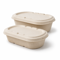 Contenant alimentaire en bagasse moulée avec couvercle intégré pour l'emballage à emporter dans les cuisines de traiteur