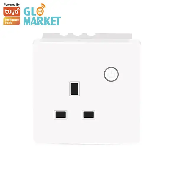 Glomarket Tuya Wifi Smart UK 16A Socket Remote/Voice Control Electrical Wall Glass Panel Timing Smart Electrical Outlet