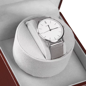 Flip Top Automatic Watch Winder Display <b>Box</b> With Transparent Window <b>Soft</b> Lining Leather Case - Product Image 5