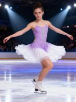 Justaucorps de patinage artistique pour femmes violet clair Spaghetti sangle dégradé Tutu strass robe ornée