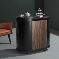 Table basse moderne de luxe noire avec bouilloire intelligente, chariot à thé mobile pour la maison et les appartements, mobilier de salon de luxe