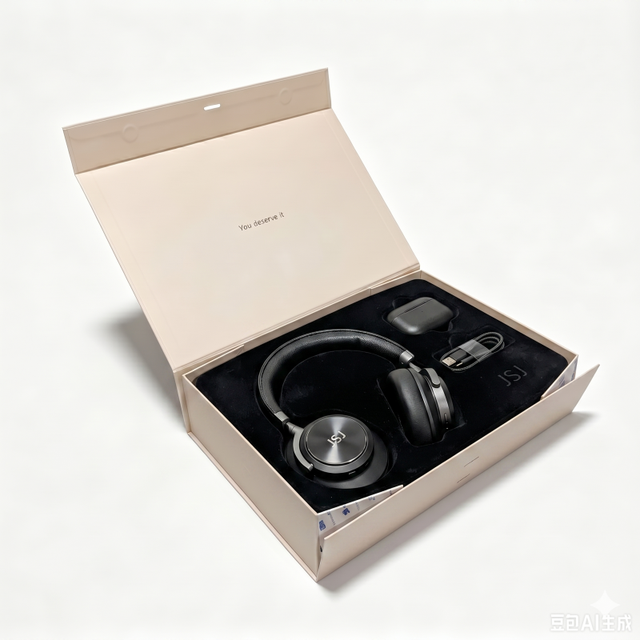 Luxury Beige Magnetic Tech Gift Box With Velvet Insert for Premium Headset and Influencer Gadget PR Presentation Case