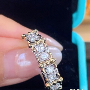 Anillo de Eternidad Xinfly de Oro Sólido de 18K en Dos Tonos con Diamantes Naturales, Diseño Floral Vintage AU750, Anillo de Aniversario Unisex - Product Image 2