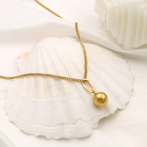European American Style Women's Sweater Chain Gold Ball Titanium Steel Necklace Simple Geometric Pendant Fashion Jewelry - Product Image 3
