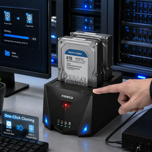 Base de Conexión <span class=keywords><strong>FIDECO</strong></span> de Doble Bahía para Discos Duros y SSD SATA de 2.5 y 3.5 Pulgadas, USB 3.0, con Función de Clonación y LED para Copia de Seguridad de PC - Product Image 5
