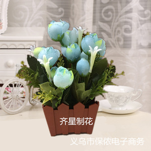 Qi Xing - Planta Artificial de Camelia, Bonsái de Seda, Decoración para el Hogar, Flores Artificiales en Azul Real, Rojo Brillante, Rosa y Amarillo - Product Image 3