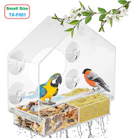 Mangeoire à oiseaux en acrylique personnalisée en gros, avec ventouse puissante, transparente, en forme de maison, pour oiseaux sauvages, pour jardin extérieur, OEM ODM