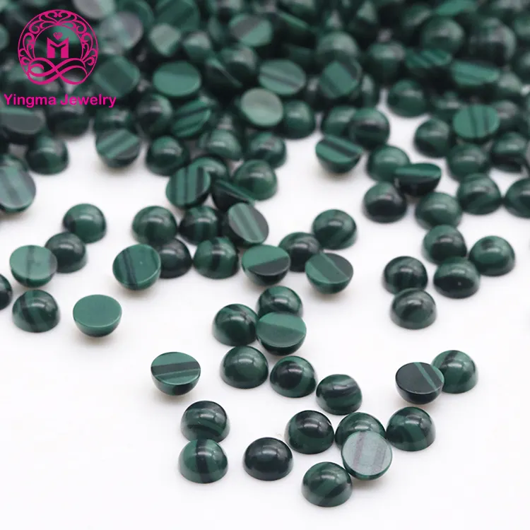 Cabochons de malachite verte demi-boule synthétique de bonne qualité, pierre de malachite lisse et ronde à dos plat pour la fabrication de bijoux