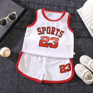 Ensemble de vêtements pour garçons d'été, t-shirt sans manches et short en deux pièces, vêtements pour garçons respirants, costume de <span class=keywords><strong>basket</strong></span>-ball - Product Image 4
