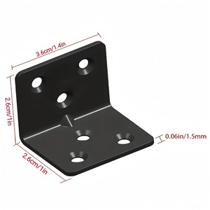 Support d'angle en acier inoxydable britannique 27x27x36mm, peint en noir, fixation à angle droit pour étagère et table - Product Image 4
