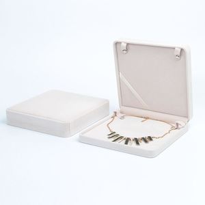 Velvet Jewelry <b>Box</b> for <b>Gift</b> Packaging Small <b>White</b> Custom High End - Product Image 2