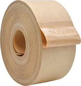 Активированная водой усиленная крафт-бумага клейкая лента для упаковки картонных коробок Стекловолоконная перерабатываемая лента коричневая