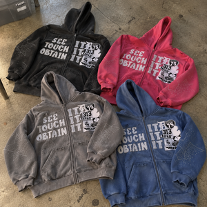 Sudaderas con Capucha Personalizadas para Hombre, Bordadas con Pedrería, Holgadas, con Parches Bordados, Estilo Y2K, Sudadera de Trabajo de Gran Peso - Product Image 3
