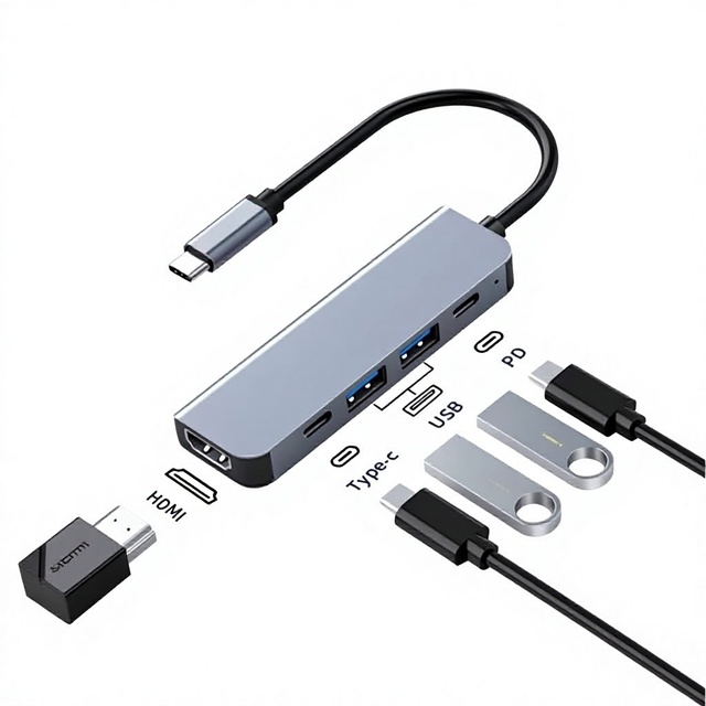 MacBook Type-C Multi-Function Docking Station with for USB 3.0 4K Support for Laptop Keyboard/Mouse Air Pro Conversion