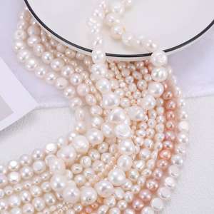 Perles baroques d'eau douce naturelles en gros du fabricant, double face, forte luminosité, couleur blanche, trous latéraux, forme irrégulière - Product Image 4