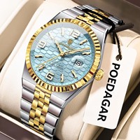 Montre homme POEDAGAR 839, style élégant, texture unique, mouvement à quartz, bracelet en acier inoxydable, date, aiguilles lumineuses.