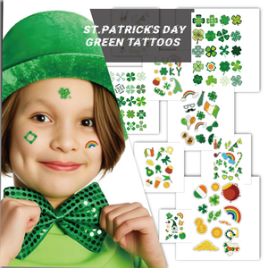 St. Patrick's Day Autocollant Trèfle à quatre feuilles Autocollants pour enfants Trèfle irlandais vert pour visage Fête du corps Célébrations de vacances - Product Image 3