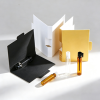 Flacon d'échantillon de parfum en verre ambré transparent de 1 ml et 2 ml avec logo personnalisé, imprimé sur écran, avec bâtonnet applicateur et carte en papier, emballage vide pour mini flacon de test