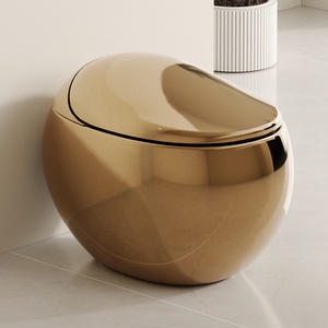 Inodoro inteligente moderno con bidé gris, forma de huevo, trampa en <span class=keywords><strong>S</strong></span>, control remoto automático y control de voz con IA. - Product Image 1