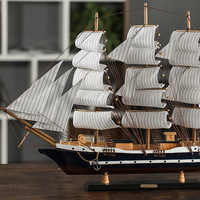 Bateau en bois artisanal de 80 cm, décoration de bureau nautique méditerranéenne, modèle de voilier en bois, souvenirs