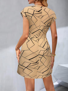 Holiday style lace-up dress 2026 <b>summer</b> new European and American V-neck pullover A-line <b>skirt</b> mid-<b>length</b> <b>skirt</b> - Product Image 5