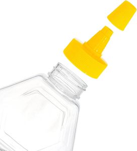 Hexagonal Modern Plastic Food Grade Honey Squeeze <b>Bottle</b> <b>with</b> Screen Printing <b>Flip</b> <b>Top</b> 200ml for Jelly and Candy 100pcs - Product Image 3