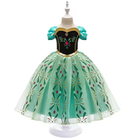 Ensemble de robe de princesse verte pour filles avec couronne, baguette magique et bijoux, costume de fête d'anniversaire pour enfants, Halloween, carnaval, cosplay
