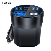 Inversor de Corriente para Auto 12V/24V 220V, Convertidor de Energía con Encendedor de Cigarrillos, Cargador con Puertos USB-A y Tipo-C, Carga Rápida QC3.0, Interruptor Táctil