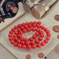 Perles rondes en corail rouge naturel d'origine, 4 mm, certifiées par un tiers, à vendre
