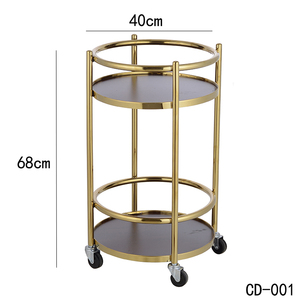 Hotel Double-deck Round Firewood Titanium Wine <strong>Cart</strong> Restaurant <strong>Service</strong> Equipment Room Serving <strong>Carts</strong> - Product Image 6