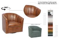 Fauteuil pivotant moderne en tissu PU CARLFORD pour chambre à coucher, salon, fauteuil d'appoint pour hôtel, mobilier de loisirs