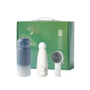 Merchandising Marketing Promotionele Pocket Paraplu Gift Item Souvenir Business Luxe Welkom Water Flessen Mini Fan Gift Sets