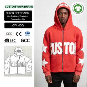 Felpa con Cappuccio da Uomo Personalizzata con Zip Effetto Acido, Taglio Corto, Toppa Ricamata, Tessuto Spesso e Pesante da 600gsm Effetto Vissuto - Product Image 1