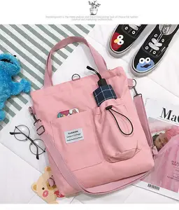 Fashion canvas bag candy color Tote bag single shoulder multi straps adjustable Cross-body Sling handbag Canvas school backpack