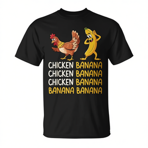 T-shirt avec motif amusant de poulet et banane, vêtements décontractés pour hommes et femmes - Product Image 2
