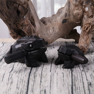 En gros, Jouet grenouille noire en bois massif, sculpté à la main, instrument de percussion grenouille qui couine, en bois naturel, instrument sonore pour enfants - Product Image 5