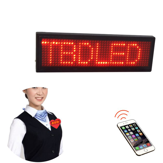 USB Rechargeable Mini LED Display Sign Panel Programmable Name Badge in Multiple Languages Smart LED Name Tag
