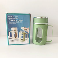 Vente directe d'usine, tasse à eau chaude anti-fuite promotionnelle, tasse en verre de bureau, bouteilles d'eau en verre personnalisées avec logo, avec poignée