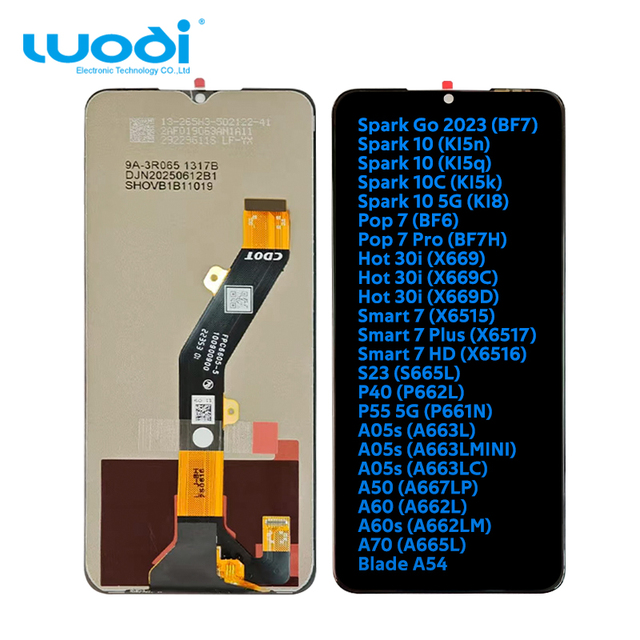 Wholesale TFT LCD Screen Replacement Parts Compatible for Tecno Spark Go 2023 BG7 Spark10 Smart7 Hot30i 6.6 Inch Device
