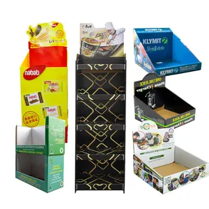 Prateleira de papel ondulado para supermercado personalizada, caixa de papelão para embalagem, caixa de papel rasgada para embalagem