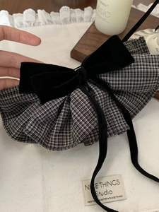 Pinza para el pelo de mujer elegante con lazo de felpa de tela coreana, diseño a cuadros de doble cara, estilo dulce y primaveral - Product Image 6